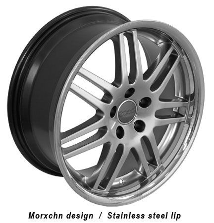 18x8 Silver RS4 Deep Dish Wheels Rims Tires Fits Audi  