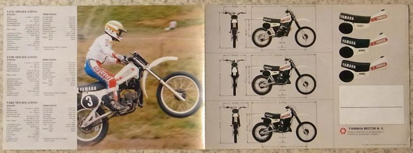 YAMAHA YZ 125/250/465 MOTORCYCLES RANGE Sales Brochure 1980  