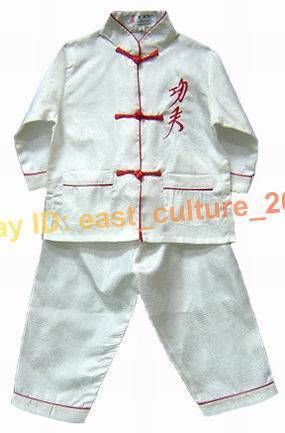 Chinese Boy Kung Fu Shirt Pants Suit White 2 16 BWD 01  