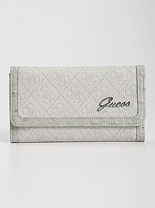 NWT GUESS Tryst Wallet Purse Clutch Stone 4G print Slim small  