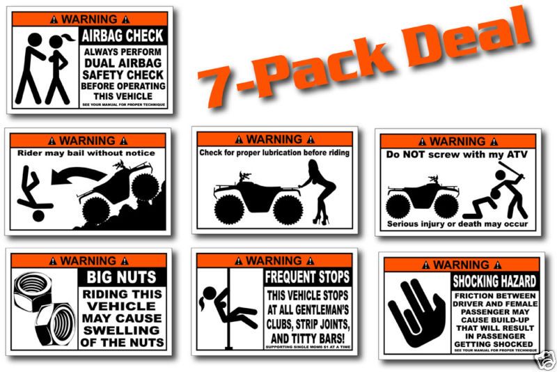 Pack ATV Funny Redneck Warning Stickers winch snorkel  
