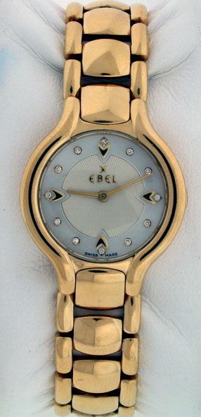 Ebel Beluga Diamond Mother of Pearl Ladies 18k Yellow Gold 26mm Watch 