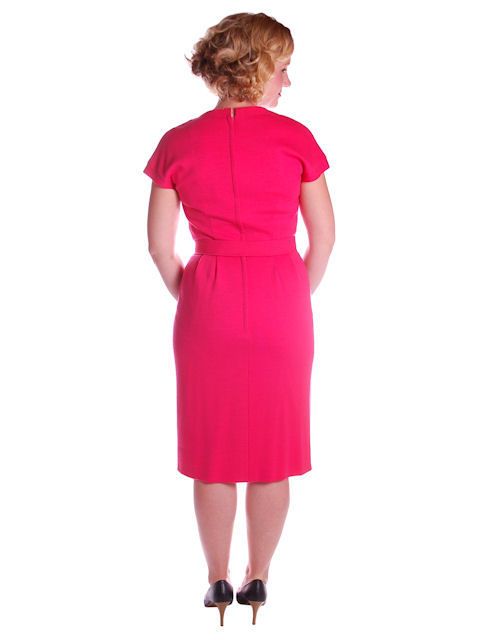 Vintage Classic Day Dress Rasberry Wool Late 1950s 4 6  
