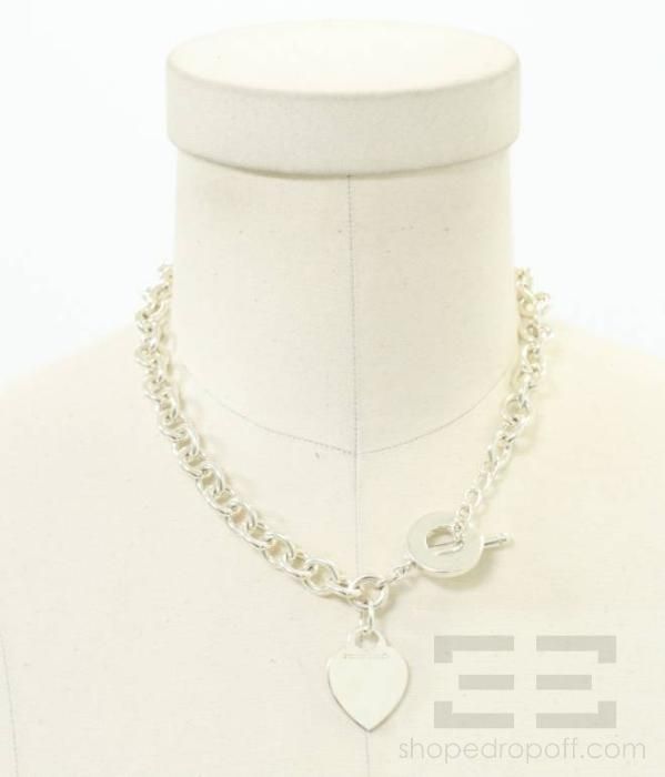 Tiffany & Co. Sterling Silver Heart Tag Toggle Link Necklace  