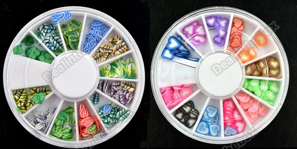 12 Wheel Mixed Nail Art DIY 3D Mix FIMO Tip Polymer Clay Slices 