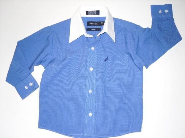 Nautica Blue Poplin Oxford Shirt Sz 4 Boys  