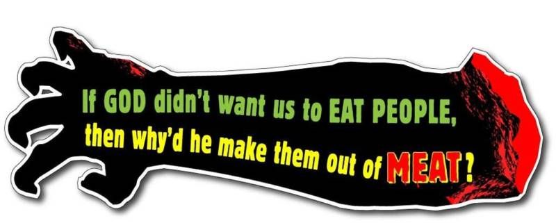 EAT PEOPLE Zombie Bloody Arm Vinyl Decal Bumper Sticker  