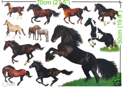   sticker for Kids room or Nursery, total 12 horses wall stickers  