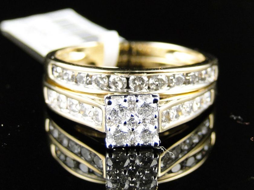   YELLOW GOLD BRIDAL DIAMOND ENGAGEMENT WEDDING BAND RING SET 1.0 CT
