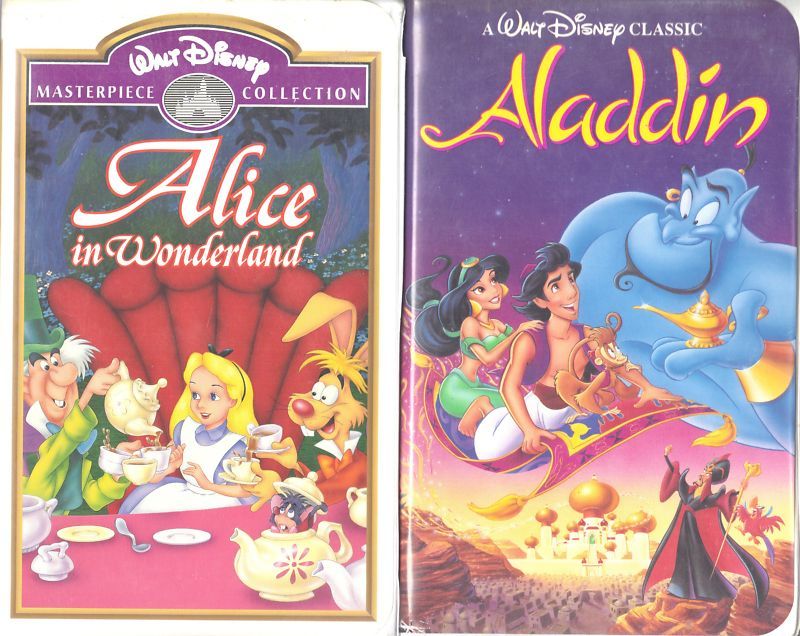 Alice in Wonderland (VHS, 1998) & Aladdin; 2 Disney VHS  