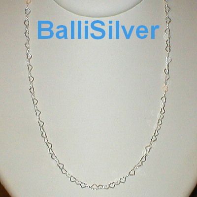Sterling Silver 925 Flat HEART Shape Chain NECKLACE 18  