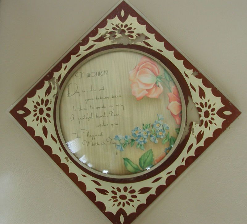VINTAGE BUBBLE GLASS WALL PLAQUE MOTHERS DAY POEM PRINT  