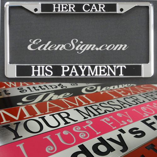   PERSONALIZED ENGRAVED CHROME LICENSE PLATE FRAME frames cover gift