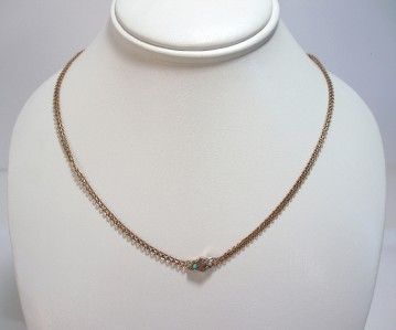 ANTIQUE ROSE GOLD FILL 50 INCH WATCH CHAIN & SOLID 10K GOLD OPAL PEARL 