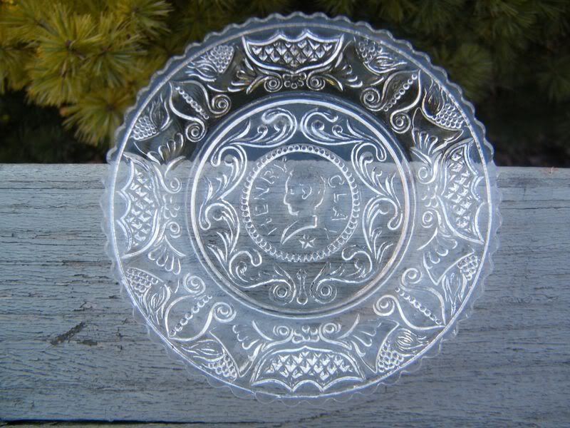 ANTIQUE OLD EAPG SANDWICH GLASS HENRY CLAY CUP PLATE  