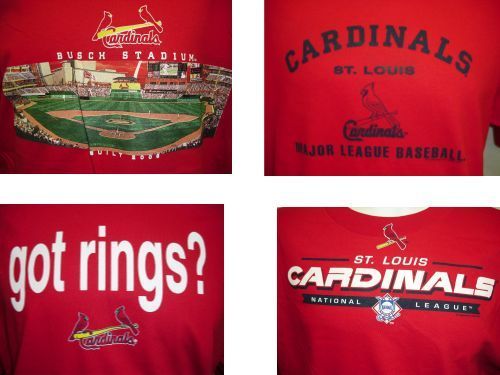   Mens St. Louis Cardinals Red Graphic Nbl Baseball Logo S/S Tee T shirt